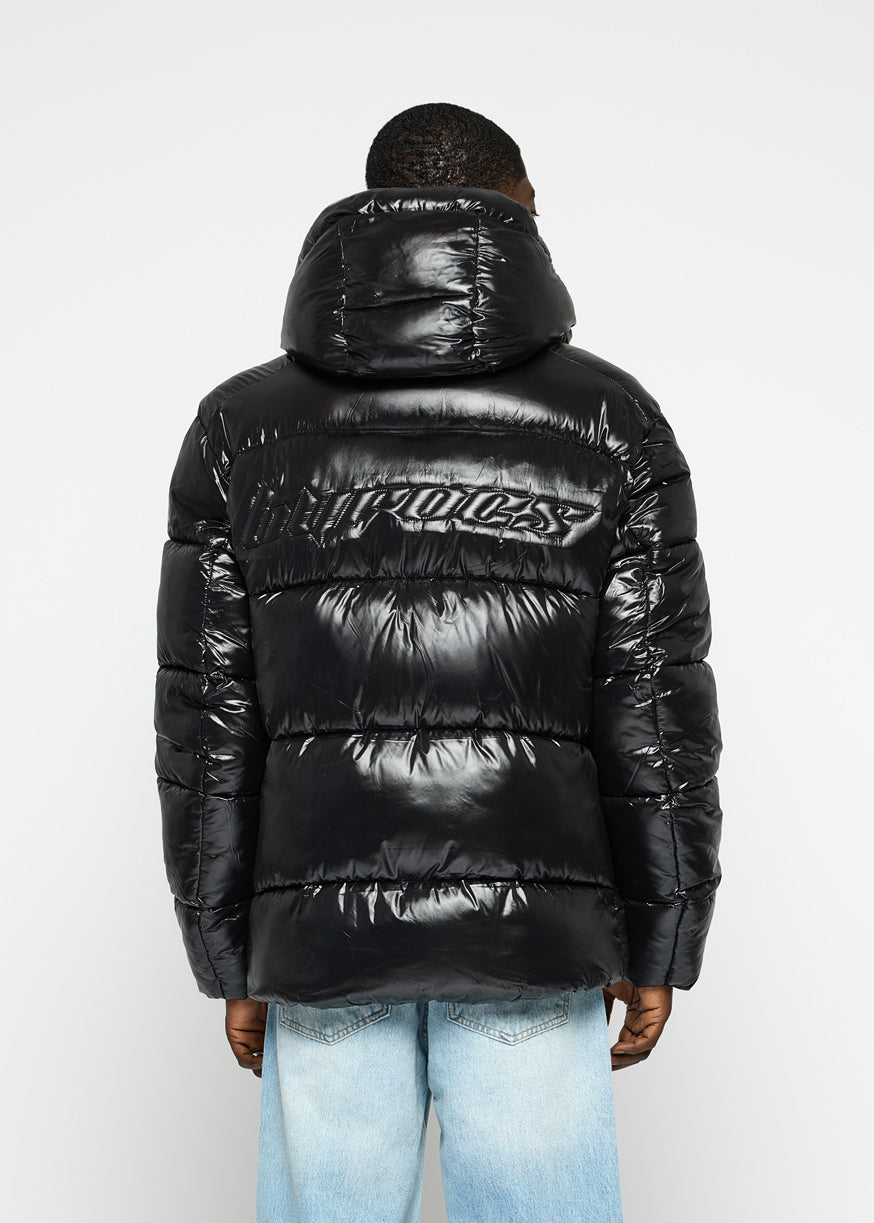 Black puffer jacket shiny online